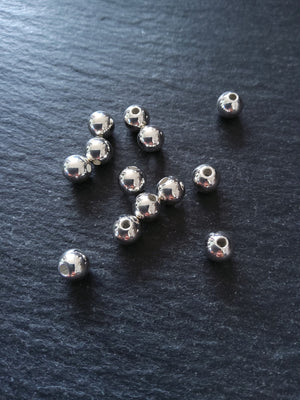 6 or 30 925 Sterling Silver Plated Solid Brass 6mm Smooth Round Ball Spacer Beads 1mm Hole