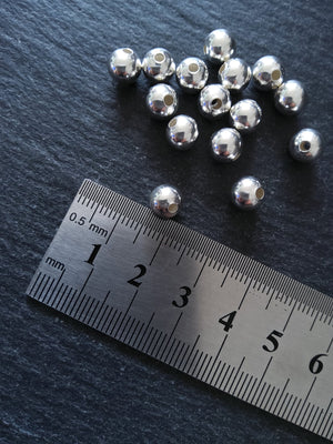 6 or 30 925 Sterling Silver Plated Hollow Brass 8mm Smooth Round Ball Spacer Beads 1.8mm Hole