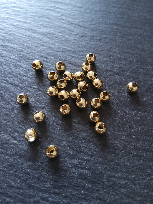 20 or 100 Genuine 18K Gold Plated 5mm Hollow Stainless Steel Smooth Round Ball Spacer Beads 5x4.5mm Hole: 2mm