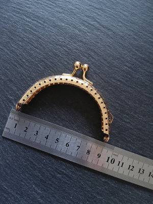 Patterned Bright Gold 8.5cm Metal Arch Frame Kiss Clasp For Purse Bag (3 3/8 inch)
