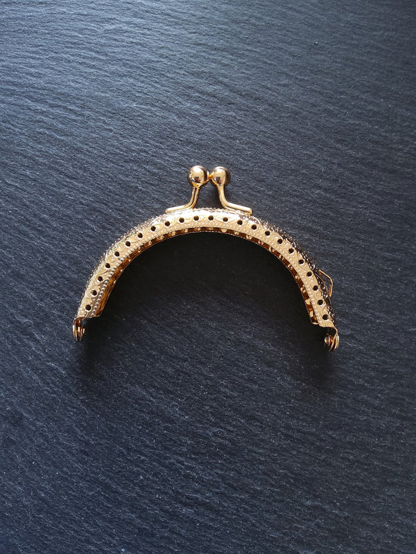 Patterned Bright Gold 8.5cm Metal Arch Frame Kiss Clasp For Purse Bag (3 3/8 inch)