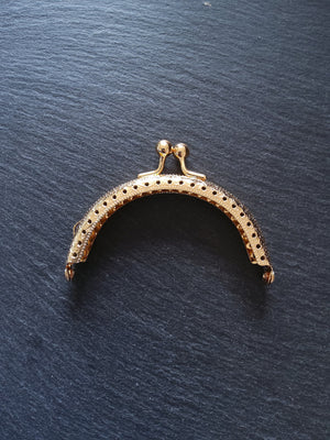 Patterned Bright Gold 8.5cm Metal Arch Frame Kiss Clasp For Purse Bag (3 3/8 inch)