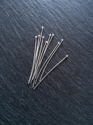 60 or 300 Silver Plated Ball Head Pins 45mm Long 0.7mm Wide (21 gauge)