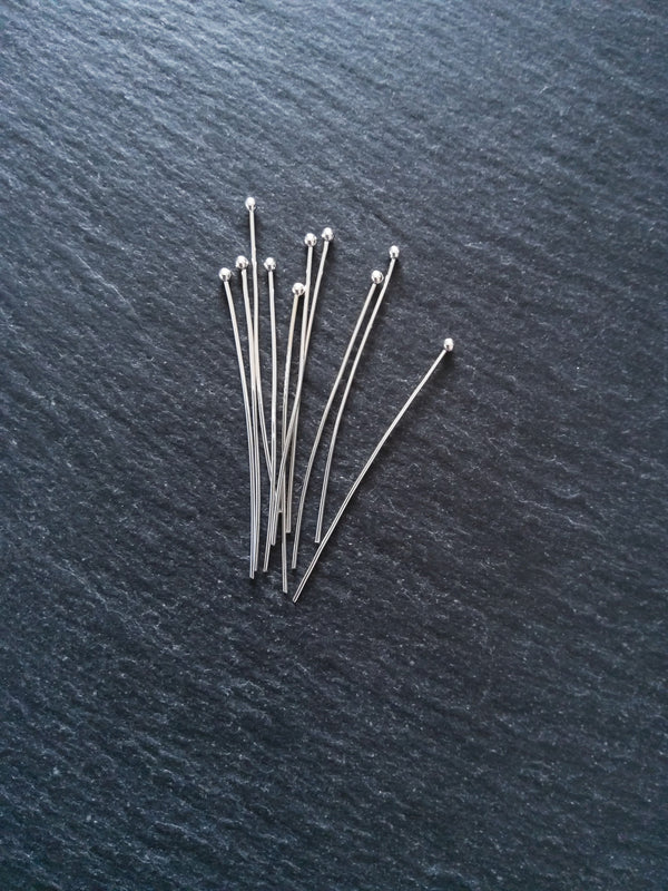 60 or 300 Silver Plated Ball Head Pins 45mm Long 0.7mm Wide (21 gauge)