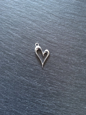 4 or 20 Heart Charms Silver Tone Alloy 24x15mm