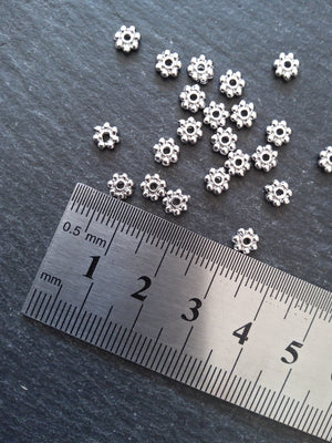 6 or 30 Genuine Platinum Plated 5.5mm Daisy Spacer Beads 5.5x1.5mm Nickel FREE - ContentedCatz