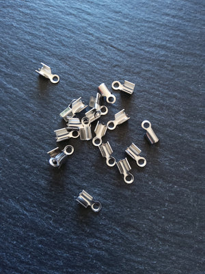 20 or 100 Stainless Steel Folding 9x4mm Crimp End Findings for approx. 2.5mm cord