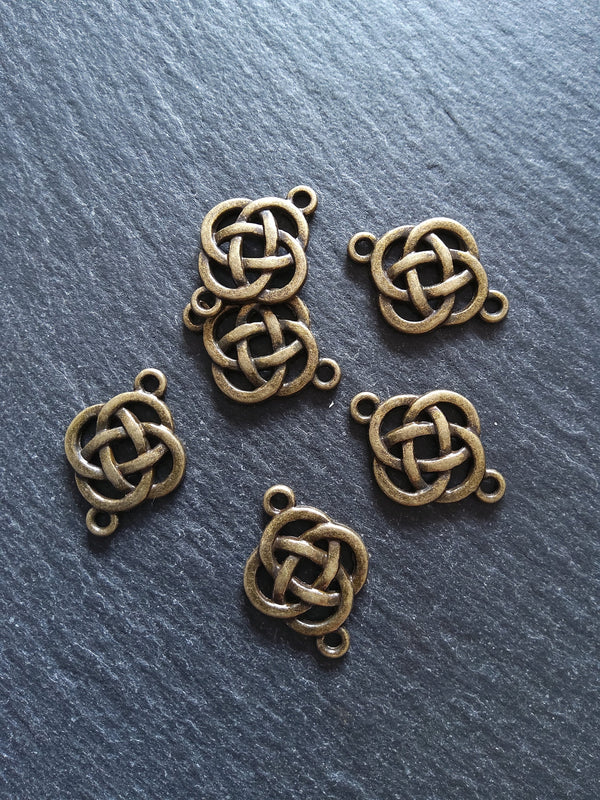 6 or 30 Antique Bronze Tone Celtic Knot Connector Charms 25x18mm Nickel FREE Alloy