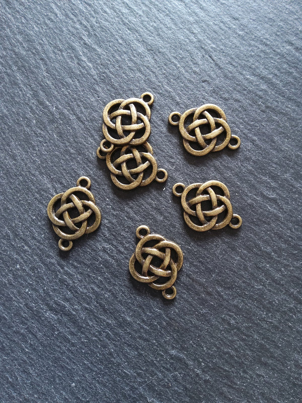 6 or 30 Antique Bronze Tone Celtic Knot Connector Charms 25x18mm Nickel FREE Alloy