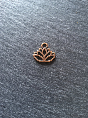 20 or 100 Antique Copper Tone 17x15mm Tone Lotus Flower Charms Nickel FREE