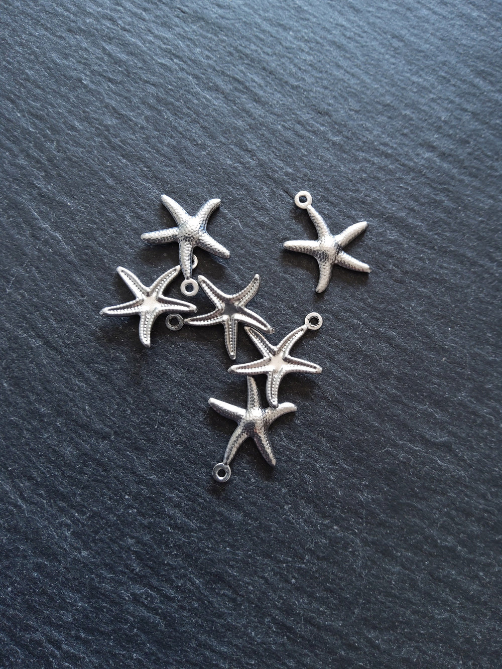 10 or 50 Star Fish Charms Antique Silver Tone Surgical 316 Steel 18x15x2mm