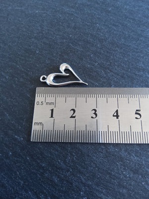 4 or 20 Heart Charms Silver Tone Alloy 24x15mm