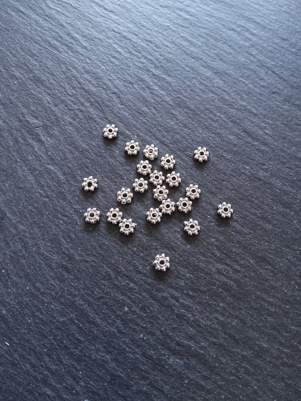 6 or 30 Genuine Platinum Plated 5.5mm Daisy Spacer Beads 5.5x1.5mm Nickel FREE - ContentedCatz