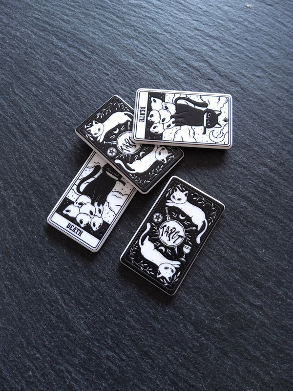 2 or 10 Death Cat Tarot Card Charms White & Black Resin 38x23mm - ContentedCatz