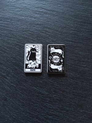 2 or 10 Death Cat Tarot Card Charms White & Black Resin 38x23mm - ContentedCatz