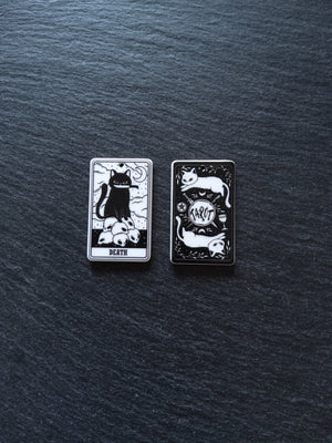 2 or 10 Death Cat Tarot Card Charms White & Black Resin 38x23mm - ContentedCatz
