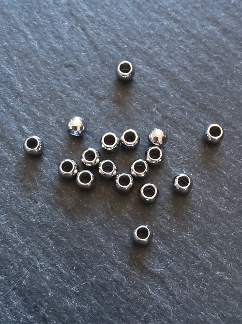 12 or 60 Stainless Steel 4mm Barrel Beads Smooth Solid Round Spacer 4x3mm with 2.1mm Hole