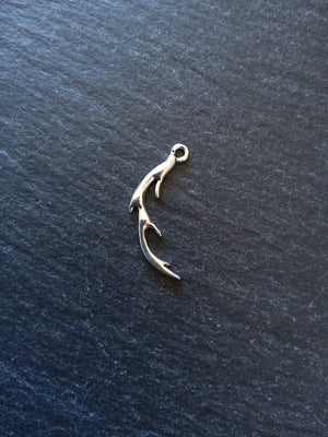 10 or 50 Antler Charms Antique Silver Tone 25x12mm