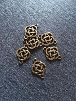 6 or 30 Antique Bronze Tone Celtic Knot Connector Charms 25x18mm Nickel FREE Alloy
