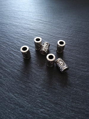 6 or 30 Thurisaz ᚦ Rune Beads Elder Futhark Antique Silver Tone 13x8mm. Large 4.7mm Hole - ContentedCatz