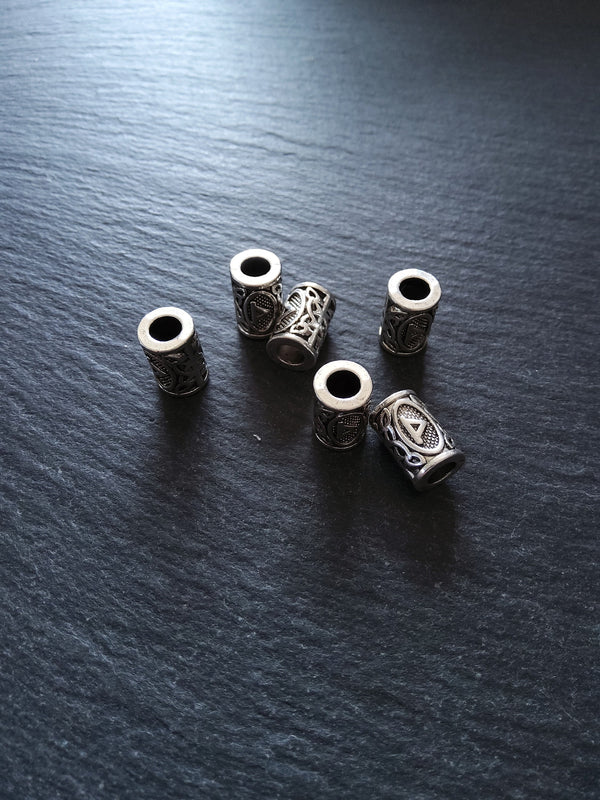 6 or 30 Thurisaz ᚦ Rune Beads Elder Futhark Antique Silver Tone 13x8mm. Large 4.7mm Hole - ContentedCatz