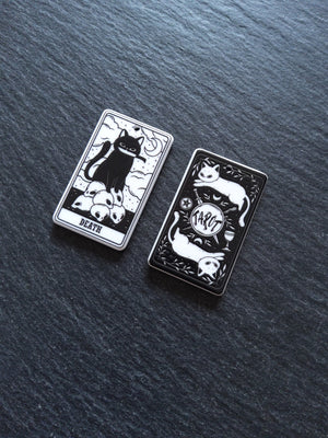 2 or 10 Death Cat Tarot Card Charms White & Black Resin 38x23mm - ContentedCatz