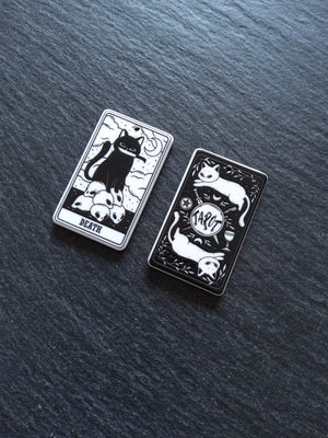 2 or 10 Death Cat Tarot Card Charms White & Black Resin 38x23mm - ContentedCatz