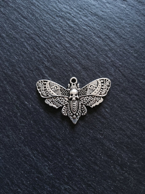 4 or 20 Large Moth Charms Antique Silver Alloy 43x27mm