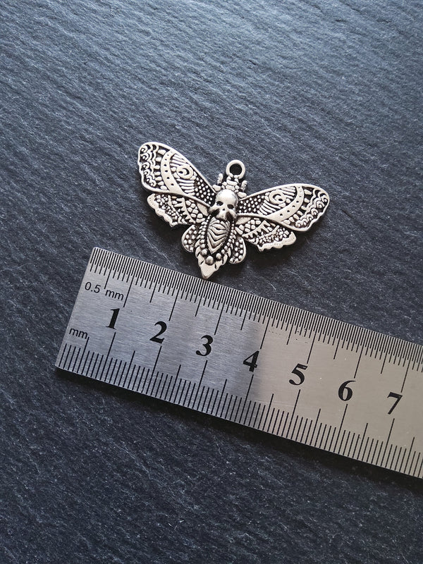 4 or 20 Large Moth Charms Antique Silver Alloy 43x27mm