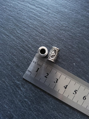 6 or 30 Thurisaz ᚦ Rune Beads Elder Futhark Antique Silver Tone 13x8mm. Large 4.7mm Hole - ContentedCatz