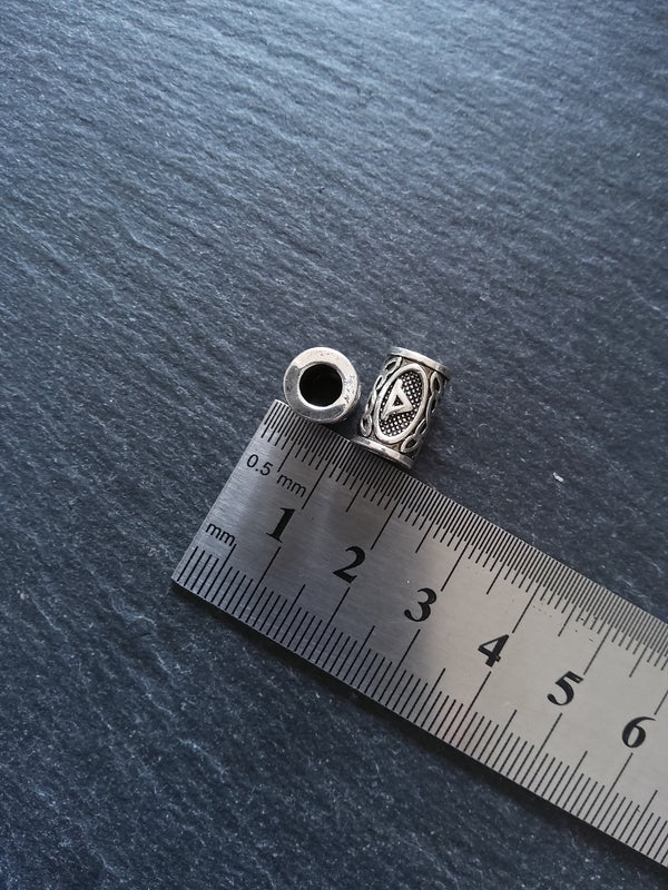 6 or 30 Thurisaz ᚦ Rune Beads Elder Futhark Antique Silver Tone 13x8mm. Large 4.7mm Hole - ContentedCatz