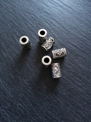 6 or 30 Thurisaz ᚦ Rune Beads Elder Futhark Antique Silver Tone 13x8mm. Large 4.7mm Hole - ContentedCatz
