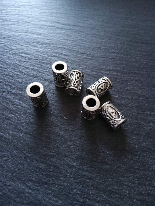 6 or 30 Thurisaz ᚦ Rune Beads Elder Futhark Antique Silver Tone 13x8mm. Large 4.7mm Hole - ContentedCatz