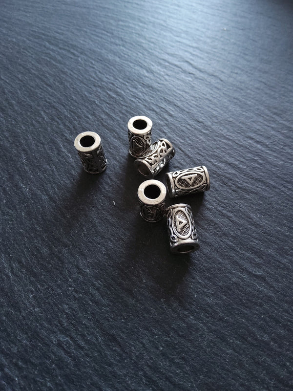 6 or 30 Thurisaz ᚦ Rune Beads Elder Futhark Antique Silver Tone 13x8mm. Large 4.7mm Hole - ContentedCatz