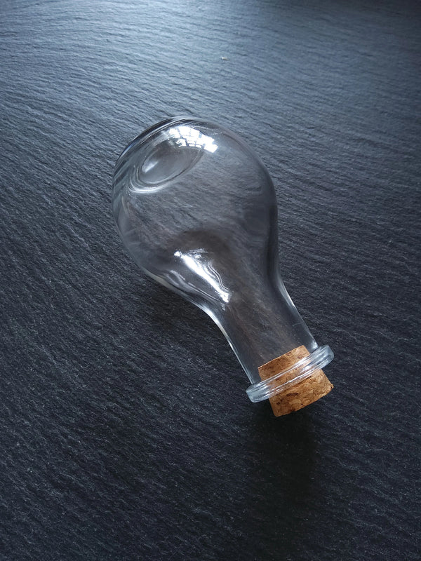 1 or 5 Large Clear Glass Bottles with Cork Stopper 55ml Size 88x49mm - ContentedCatz