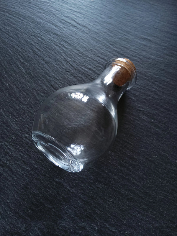 1 or 5 Large Clear Glass Bottles with Cork Stopper 55ml Size 88x49mm - ContentedCatz