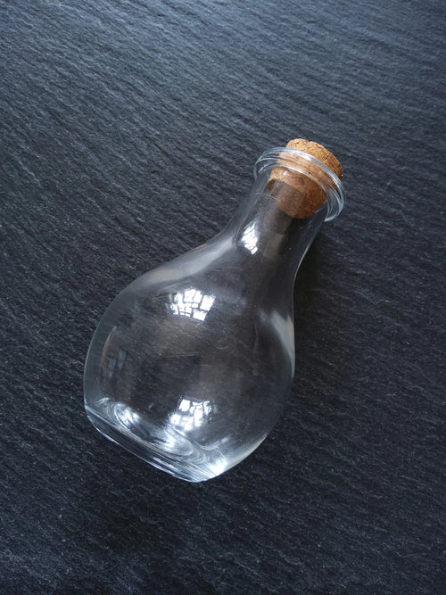 1 or 5 Large Clear Glass Bottles with Cork Stopper 55ml Size 88x49mm - ContentedCatz