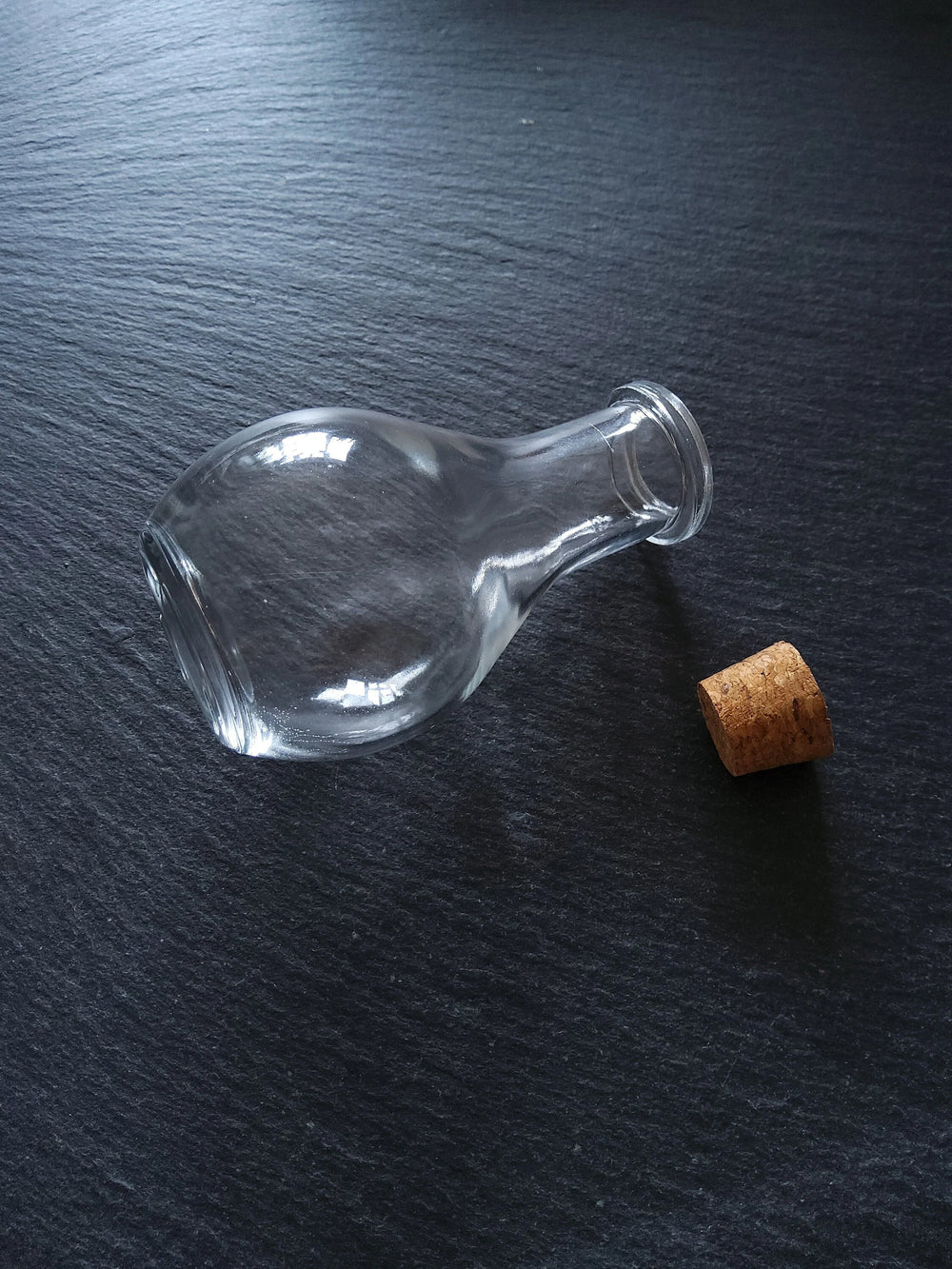 1 or 5 Large Clear Glass Bottles with Cork Stopper 55ml Size 88x49mm - ContentedCatz