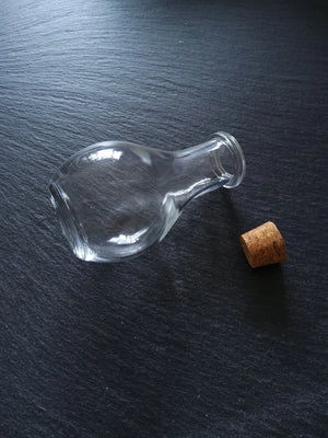 1 or 5 Large Clear Glass Bottles with Cork Stopper 55ml Size 88x49mm - ContentedCatz