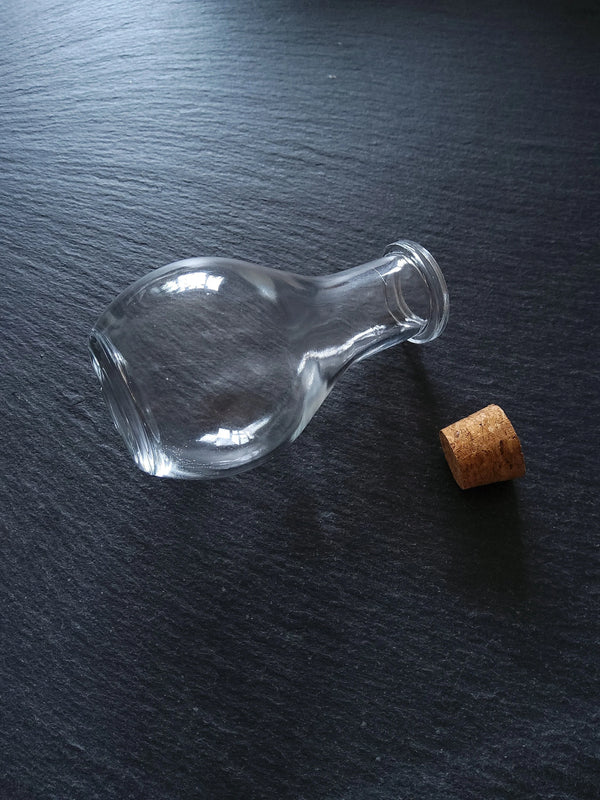 1 or 5 Large Clear Glass Bottles with Cork Stopper 55ml Size 88x49mm - ContentedCatz