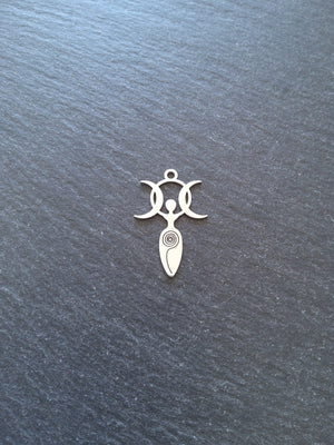 1 or 5 Stainless Steel Triple Moon Goddess Charms 30x20x1mm