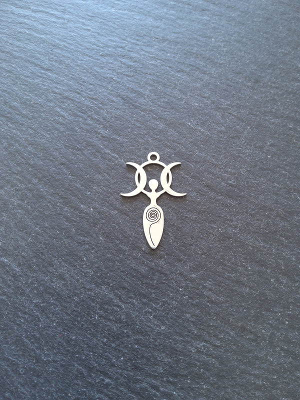 1 or 5 Stainless Steel Triple Moon Goddess Charms 30x20x1mm