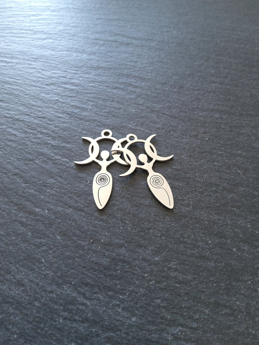 1 or 5 Stainless Steel Triple Moon Goddess Charms 30x20x1mm
