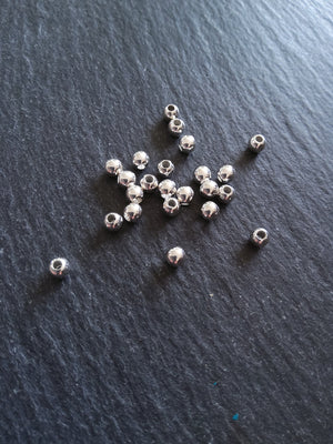 10 or 50 925 Sterling Silver Plated Solid Brass 4mm Smooth Round Ball Spacer Beads 1.2mm Hole