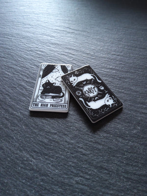 2 or 10 The High Priestess Cat Tarot Card Charms White & Black Resin 38x23mm