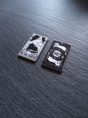 2 or 10 The High Priestess Cat Tarot Card Charms White & Black Resin 38x23mm