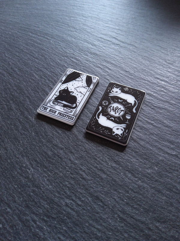 2 or 10 The High Priestess Cat Tarot Card Charms White & Black Resin 38x23mm