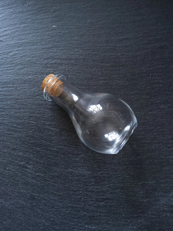 1 or 5 Large Clear Glass Bottles with Cork Stopper 55ml Size 88x49mm - ContentedCatz