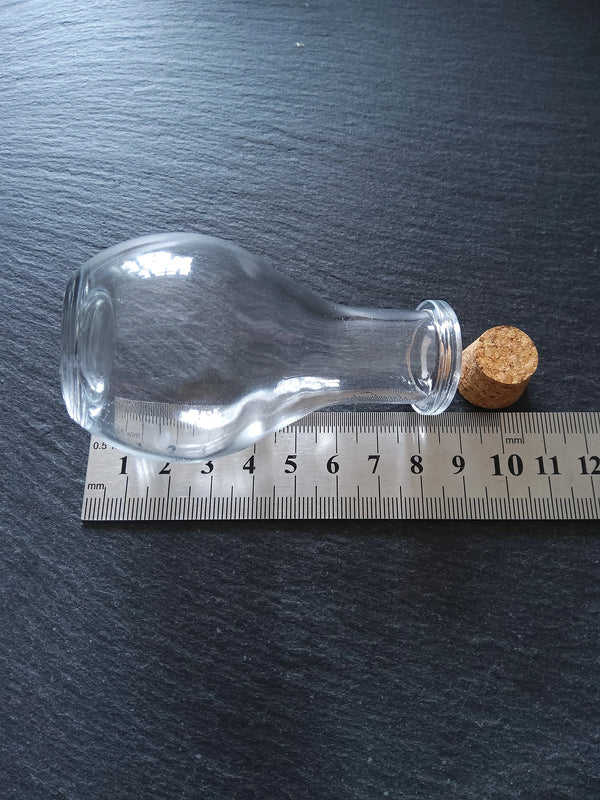 1 or 5 Large Clear Glass Bottles with Cork Stopper 55ml Size 88x49mm - ContentedCatz