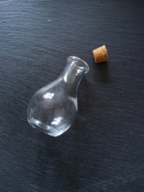 1 or 5 Large Clear Glass Bottles with Cork Stopper 55ml Size 88x49mm - ContentedCatz